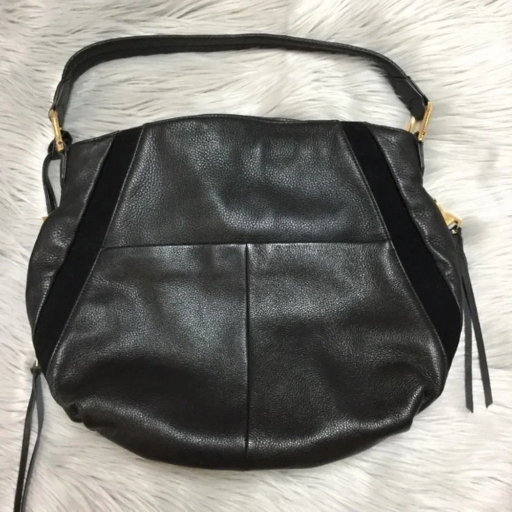 Vintage Aimee Kestenberg Black Genuine Leather Suede Hobo Bag Handbag Boho Purse